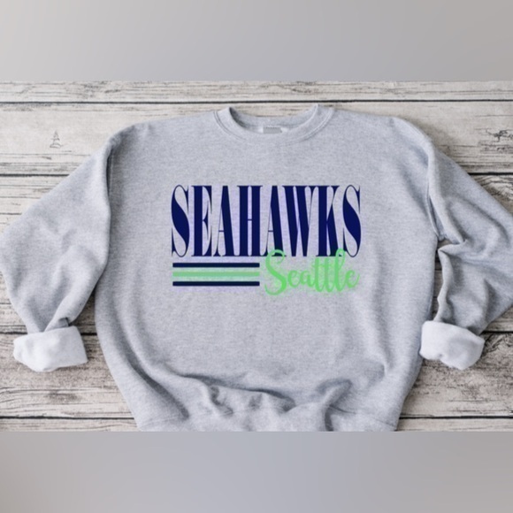 Gildan Tops - Seahawks Striped Crewneck